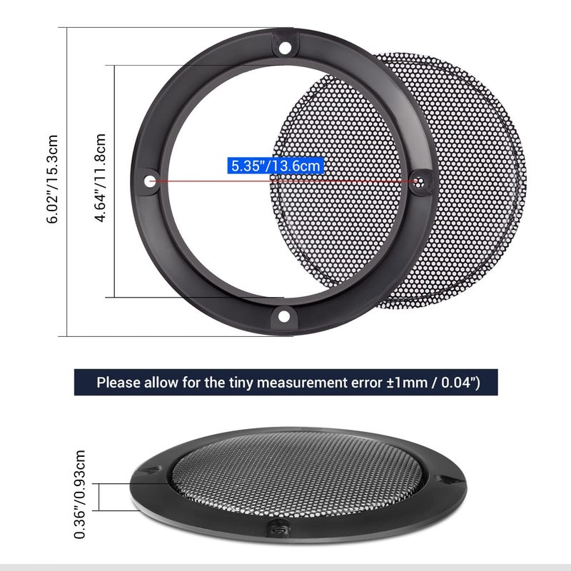 Facmogu 2PCS 5in Universal Speaker Grills, Black Round Speaker Grill Mesh Decorative for Speaker Mounting & Home Audio DIY, Speaker Grille Protector with 8PCS Screws - Image 2